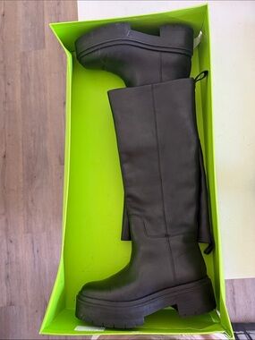 Sam Edelman Larina Black Leather Platform Boots